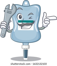 Smart Mechanic saline bag cartoon character design