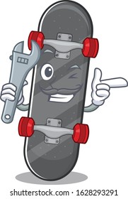 Smart Mechanic skateboard in cartoon character design