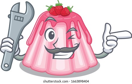 Smart Mechanic strawberry jelly cartoon character design