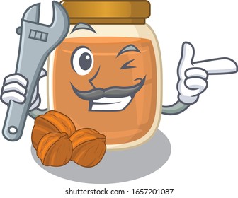Smart Mechanic walnut butter cartoon character design