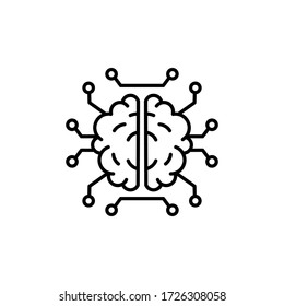 Smart mechanical brain sticker icon.