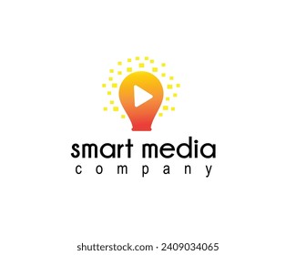 smart media logo design template 
light with a play button in the middle