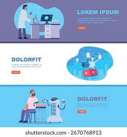 Medicina inteligente. doctores y medicina robótica. Anuncios de Vector con lugar para texto