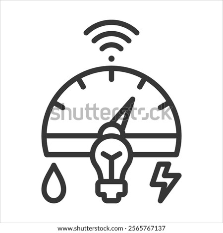 Smart Meter Icon Vector Illustration Outline Style