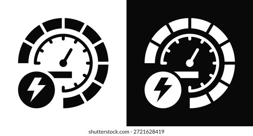 Icono de medidor inteligente estilo de fondo blanco y negro