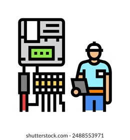 Vector de color de instalación de medidor inteligente. símbolo de instalación de medidor inteligente. ilustración de símbolo aislado