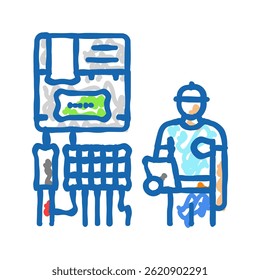 instalação do medidor inteligente ícone doodle esboço vetor. sinal de instalação do medidor inteligente. ilustração de símbolo isolado