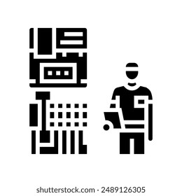 Vector de icono de glifo de instalación de medidor inteligente. símbolo de instalación de medidor inteligente.