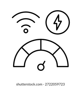 Ilustración vectorial de icono de contorno de medidor inteligente