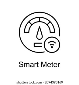 Smart Meter vector outline icon for web isolated on white background EPS 10 file