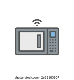 smart microwave filled outline icon. smart home color line illustration.