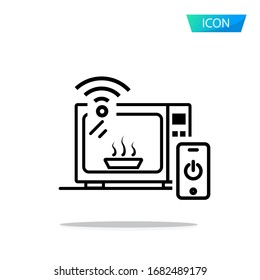 icono inteligente de microondas aislado en fondo blanco.