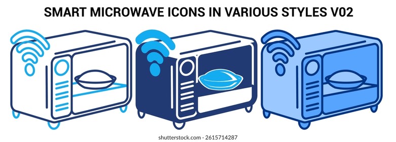Smart Microwave icon represented by Automatic Microwave Blue, Dualline, Dualtone style.