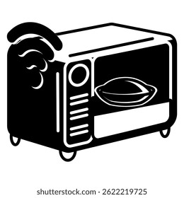 Ícone de micro-ondas inteligente representado pelo estilo automático Micro-ondas preto preenchido.