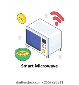 Smart Microwave isometric Colored illustration. EPS File stock illustration