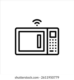 smart microwave outline icon. smart home black line illustration.