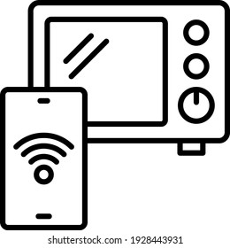 Smart-Mikrowellenofen-Konzept, Iot-fähige Heimgeräte, Vektorgrafik-Design, Internet von Dingen Symbol auf weißem Hintergrund, IoT und Illustration zur Automatisierung