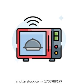 Smart Microwave vector illustration. Filled outline style icon. Technology & Smart Working symbol. 