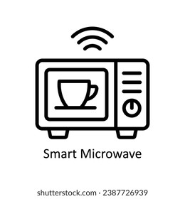 Smart Microwave vector  outline Design illustration. Symbol on White background EPS 10 File