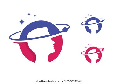 Logo de las mentes inteligentes con una silueta de hombre en el mundo 
