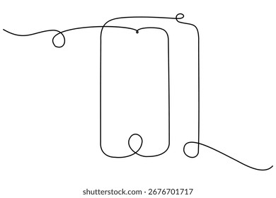 SMART MOBILE continuous one line hand drawing and minimalist style isolate outline vector illustration