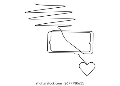 SMART MOBILE dibujo a mano continuo de una línea y estilo minimalista Ilustración vectorial de contorno aislado