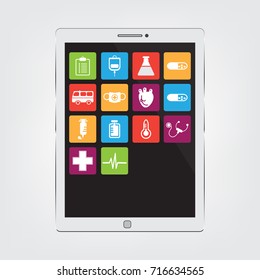 Smart mobile health design illustration. Track your health with devices. Medical Innovative Information Technology. Vector illustration. EPS10. flat design. 