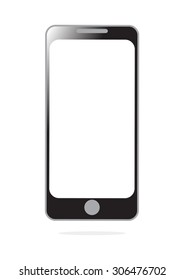 smart mobile phone with blank screen isolated on white background in Vector 