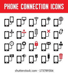 Smart Mobile Phone Connection Vector Icons Set for Creative Design - website, software, presentation etc.