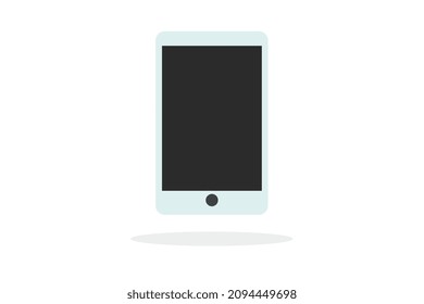 Smart mobile phone with shadow below on white background, modern illustration, minimalist style and vector size.