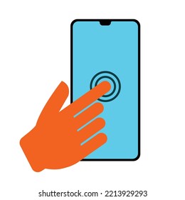 Smart Mobile Phone touching finger vector illustration