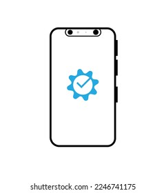 smart mobile phone vector illustrator 2023 finger print in camara with hand , new smart phone vector design.