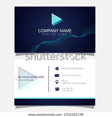 smart modern business card, vector illustration , dark blue