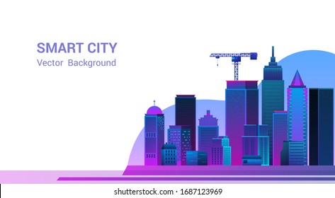 Smart  Modern city, Website Concept template, Urban city landscape infographic element. Vector illustration.