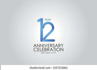 Smart Modern look 12 years anniversary simple and elegant clean look - vector