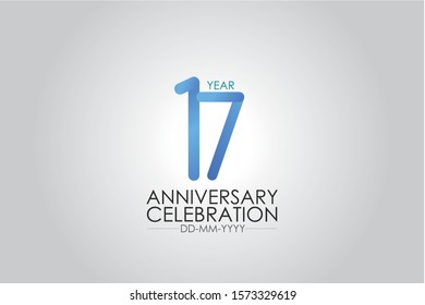 Smart Modern look 17 years anniversary celebration simple and elegant clean look for greeting card, invitation, banner - vector