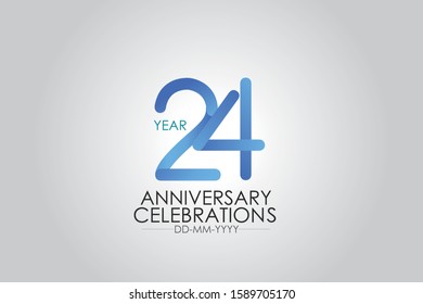 Smart Modern look 24 year anniversary celebration simple and elegant clean look for greeting card, invitation, banner - vector