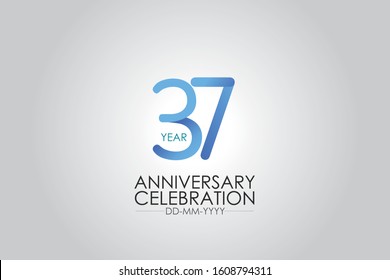 Smart Modern look 37 year anniversary celebration simple and elegant clean look for greeting card, invitation, banner - vector