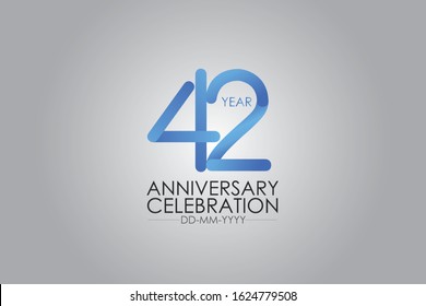 Smart Modern look 42 year anniversary celebration simple and elegant clean look for greeting card, invitation, banner - vector