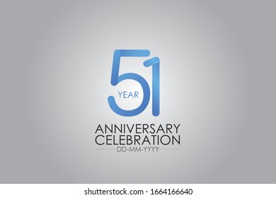 Elegante estilo moderno celebración de 51 años de aniversario simple y elegante apariencia limpia para tarjetas de felicitación, invitación, banner - vector