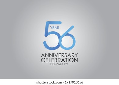 Smart Modern look 56 year anniversary celebration simple and elegant clean look for  - vector