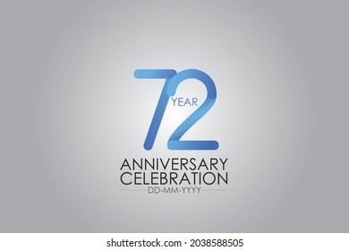 Smart Modern look 72 year anniversary celebration simple and elegant clean look for greeting card, invitation, banner - vector