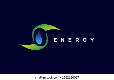 smart modern water and leaf technology logos for energy company. Vector illustration of icon template