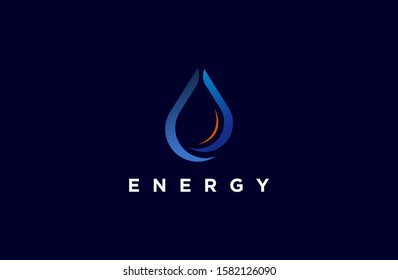 smart modern water and leaf technology logos for energy company. Vector illustration of icon template