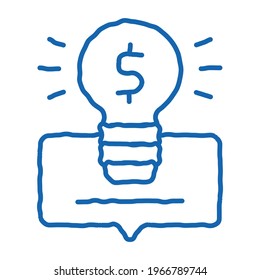 vector de icono de esbozo de solución de dinero inteligente. Señal de solución de dinero inteligente de la línea de doodle azul dibujada a mano. ilustración de símbolo aislado