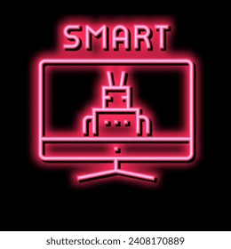 smart monitor neon light sign vector. smart monitor illustration