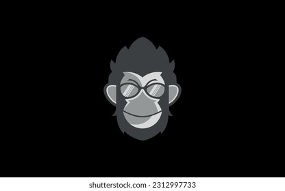 Intelligenter Affe mit Brillenmaskottkopf Logo-Design, Vektorvorlage