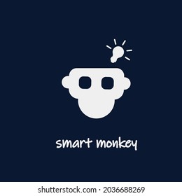 smart monkey logo vector with monkey icon and light