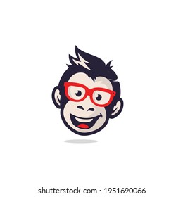 smart monkey logo vector template
