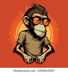 
The Smart Monkey Wearing T-Shirt Vector Design For T-shirt Print Poster Banner